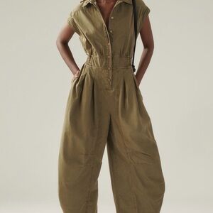 Anthropologie Shirting Parachute Jumpsuit Moss XL